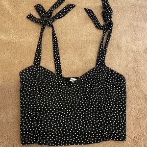 NWT A&E Black Polka Dot Crop Top